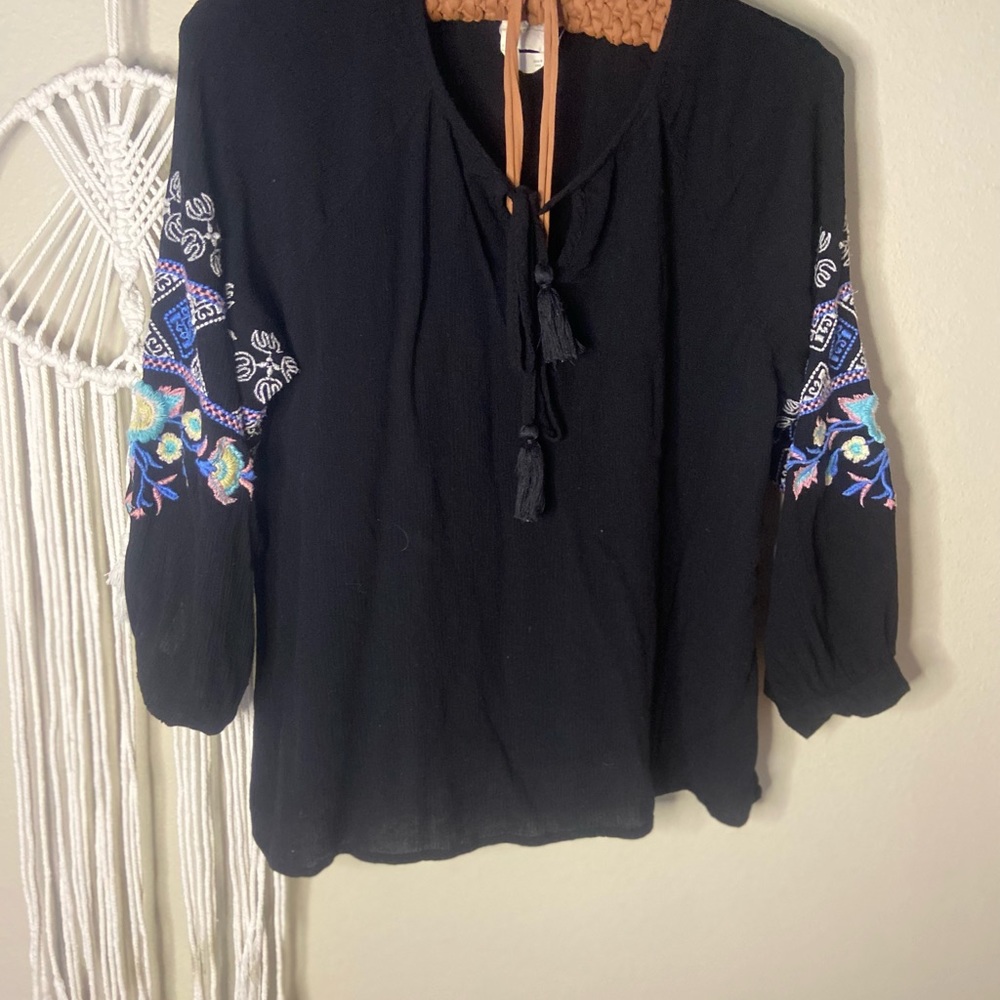 Embroidered long sleeve top